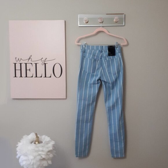 NWT J Brand blue & white stripe high rise skinny jeans, 25 - Picture 4 of 4